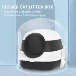 Cat Litter Box with Lid, Covered Litter Box withHigh Sides, Two-Way Entrance Kitty Litter Box, Foldable, Easy Clean, White and Black - Image 6