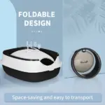 Cat Litter Box with Lid, Covered Litter Box withHigh Sides, Two-Way Entrance Kitty Litter Box, Foldable, Easy Clean, White and Black - Image 7