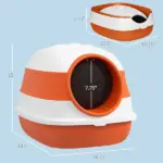 Cat Litter Box with Lid, Covered Litter Box withHigh Sides, Two-Way Entrance Kitty Litter Box, Foldable, Easy Clean, White and Orange - Image 3