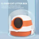 Cat Litter Box with Lid, Covered Litter Box withHigh Sides, Two-Way Entrance Kitty Litter Box, Foldable, Easy Clean, White and Orange - Image 6