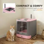 PawHut Cat Litter Box with Lid, Enclosed Litter Box for Medium Cats, Front-Entry and Top-Exit, Scoop, Deodorizer Bag, Pink - Image 2