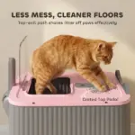 PawHut Cat Litter Box with Lid, Enclosed Litter Box for Medium Cats, Front-Entry and Top-Exit, Scoop, Deodorizer Bag, Pink - Image 3