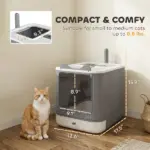 PawHut Cat Litter Box with Lid, Enclosed Litter Box for Medium Cats, Front-Entry and Top-Exit, Scoop, Deodorizer Bag, White - Image 2