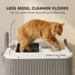 PawHut Cat Litter Box with Lid, Enclosed Litter Box for Medium Cats, Front-Entry and Top-Exit, Scoop, Deodorizer Bag, White - Image 3