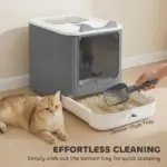 PawHut Cat Litter Box with Lid, Enclosed Litter Box for Medium Cats, Front-Entry and Top-Exit, Scoop, Deodorizer Bag, White - Image 4