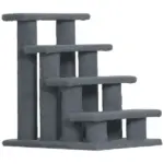 PawHut Cat Scratching Post 25 4-Step Carpeted Pet Stairs High Beds Sofas Cat Furniture with Toy Gray - Image 11
