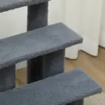 PawHut Cat Scratching Post 25 4-Step Carpeted Pet Stairs High Beds Sofas Cat Furniture with Toy Gray - Image 9