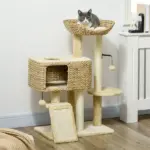 Cat Tree Tower for Indoor Cats with Scratching Posts Condo Beige - Image 2