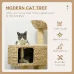 Cat Tree Tower for Indoor Cats with Scratching Posts Condo Beige - Image 4