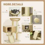 Cat Tree Tower for Indoor Cats with Scratching Posts Condo Beige - Image 6