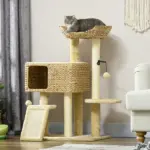 Cat Tree Tower for Indoor Cats with Scratching Posts Condo Beige - Image 10