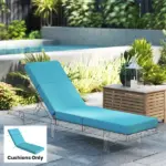 Outsunny Chaise Lounge Cushion, 4 Inch Thick Outdoor Lounge Chair Cushion with Ties for Patio, 21 Inch x 72 Inch, Blue - Image 2