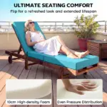 Outsunny Chaise Lounge Cushion, 4 Inch Thick Outdoor Lounge Chair Cushion with Ties for Patio, 21 Inch x 72 Inch, Blue - Image 4