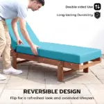 Outsunny Chaise Lounge Cushion, 4 Inch Thick Outdoor Lounge Chair Cushion with Ties for Patio, 21 Inch x 72 Inch, Blue - Image 7
