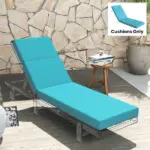 Outsunny Chaise Lounge Cushion, 4 Inch Thick Outdoor Lounge Chair Cushion with Ties for Patio, 21 Inch x 72 Inch, Blue - Image 8