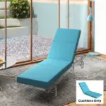 Outsunny Chaise Lounge Cushion, 4 Inch Thick Outdoor Lounge Chair Cushion with Ties for Patio, 21 Inch x 72 Inch, Blue - Image 10
