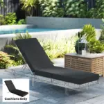 Outsunny Chaise Lounge Cushion, 4" Thick Outdoor Lounge Chair Cushion with Ties for Patio, 21" x 72 ", Gray - Image 2