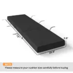 Outsunny Chaise Lounge Cushion, 4" Thick Outdoor Lounge Chair Cushion with Ties for Patio, 21" x 72 ", Gray - Image 3