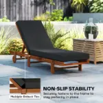 Outsunny Chaise Lounge Cushion, 4" Thick Outdoor Lounge Chair Cushion with Ties for Patio, 21" x 72 ", Gray - Image 6