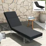 Outsunny Chaise Lounge Cushion, 4" Thick Outdoor Lounge Chair Cushion with Ties for Patio, 21" x 72 ", Gray - Image 8