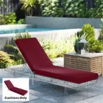 Outsunny Chaise Lounge Cushion, 4" Thick Outdoor Lounge Chair Cushion with Ties for Patio, 21" x 72 ", Red - Image 2