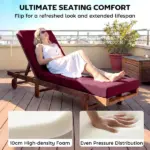 Outsunny Chaise Lounge Cushion, 4" Thick Outdoor Lounge Chair Cushion with Ties for Patio, 21" x 72 ", Red - Image 4