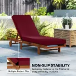Outsunny Chaise Lounge Cushion, 4" Thick Outdoor Lounge Chair Cushion with Ties for Patio, 21" x 72 ", Red - Image 6