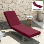 Outsunny Chaise Lounge Cushion, 4" Thick Outdoor Lounge Chair Cushion with Ties for Patio, 21" x 72 ", Red - Image 8