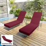 Outsunny Chaise Lounge Cushion, 4" Thick Outdoor Lounge Chair Cushion with Ties for Patio, 21" x 72 ", Red - Image 9