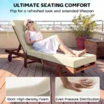 Outsunny Chaise Lounge Cushion, 4" Thick Outdoor Lounge Chair Cushions with Ties for Patio, 26" x 80 ", Cream White - Image 4