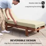 Outsunny Chaise Lounge Cushion, 4" Thick Outdoor Lounge Chair Cushions with Ties for Patio, 26" x 80 ", Cream White - Image 7