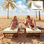 Outsunny Chaise Lounge Cushion, 4" Thick Outdoor Lounge Chair Cushions with Ties for Patio, 26" x 80 ", Cream White - Image 9