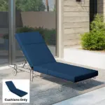 Outsunny Chaise Lounge Cushion, 4" Thick Outdoor Lounge Chair Cushions with Ties for Patio, 26" x 80 ", Navy Blue - Image 2