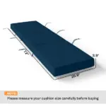 Outsunny Chaise Lounge Cushion, 4" Thick Outdoor Lounge Chair Cushions with Ties for Patio, 26" x 80 ", Navy Blue - Image 3
