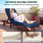 Outsunny Chaise Lounge Cushion, 4" Thick Outdoor Lounge Chair Cushions with Ties for Patio, 26" x 80 ", Navy Blue - Image 4