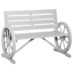 Charcoal Grey Wagon Wheel Bench Rustic 2-Person Patio Furniture