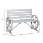 Charcoal Grey Wagon Wheel Bench Rustic 2-Person Patio Furniture - Image 3