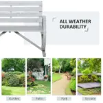 Charcoal Grey Wagon Wheel Bench Rustic 2-Person Patio Furniture - Image 6