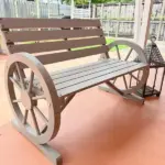 Charcoal Grey Wagon Wheel Bench Rustic 2-Person Patio Furniture - Image 8