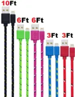 5 Pack USB-A to 8-Pin Nylon Braided Charging Cables, 3ft 6ft 10ft - Image 6