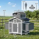 PawHut Chicken Coop for 2 Chickens, Wooden Hen House with Nesting Box, Pull-Out Tray, Ventilation Windows - Image 2