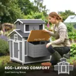 PawHut Chicken Coop for 2 Chickens, Wooden Hen House with Nesting Box, Pull-Out Tray, Ventilation Windows - Image 4