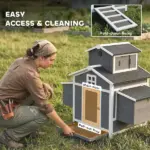 PawHut Chicken Coop for 2 Chickens, Wooden Hen House with Nesting Box, Pull-Out Tray, Ventilation Windows - Image 5
