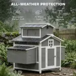 PawHut Chicken Coop for 2 Chickens, Wooden Hen House with Nesting Box, Pull-Out Tray, Ventilation Windows - Image 6