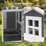 PawHut Chicken Coop for 2 Chickens, Wooden Hen House with Nesting Box, Pull-Out Tray, Ventilation Windows - Image 7