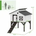 Chicken Coop Hen House with Nesting Box, Elevated Rabbit Hutch with Ramp, Asphalt Openable Roof and Elevated Legs - Image 3
