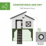 Chicken Coop Hen House with Nesting Box, Elevated Rabbit Hutch with Ramp, Asphalt Openable Roof and Elevated Legs - Image 4
