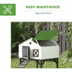 Chicken Coop Hen House with Nesting Box, Elevated Rabbit Hutch with Ramp, Asphalt Openable Roof and Elevated Legs - Image 5