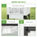 Chicken Coop Hen House with Nesting Box, Elevated Rabbit Hutch with Ramp, Asphalt Openable Roof and Elevated Legs - Image 8