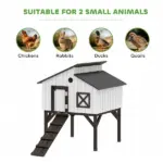 Chicken Coop Hen House with Nesting Box, Elevated Rabbit Hutch with Ramp, Asphalt Openable Roof and Elevated Legs - Image 9